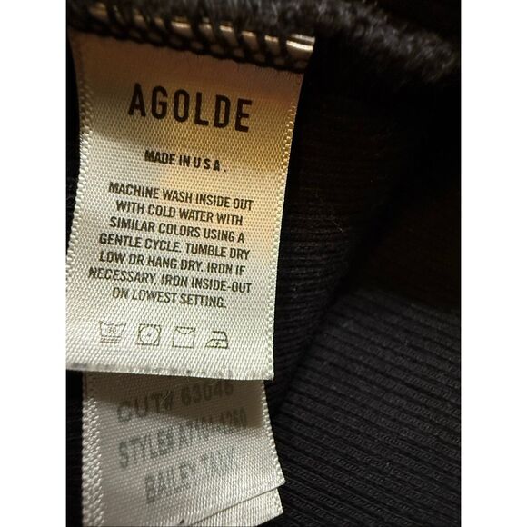 Agolde Women's Bailey Ribbed Knit Round Neck Racerback Tank Top Black Size XL - Picture 7 of 10